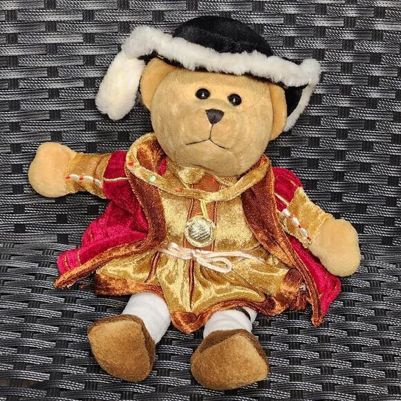 Renaissance Plush Golden Brown Bears Historic Royal Queen King Teddy Doll  11" - Picture 8 of 12